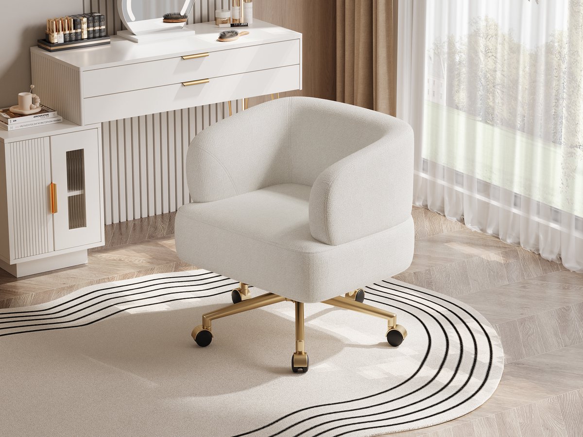 Draaistoel - modern design - comfortabele draaistoel - 5 wielen - 360° draaibaar - suède - beige - 71 x 60 x 71 cm (l x b x h)