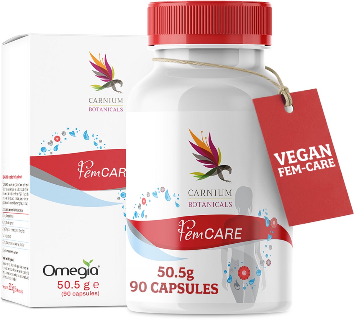 Carnium Botanicals Fem Care Supplementen - Met Duindoorn (Omegia®), Calcium, Noni, Ginkgo - 90 Capsules - 30 Dagen