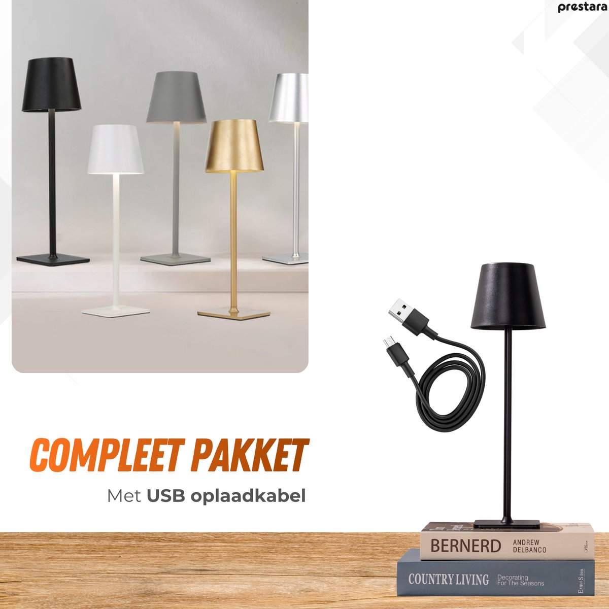 UPXNBOR Led-tafellamp, draadloos, dimbaar bedlampje, touch, draadloze