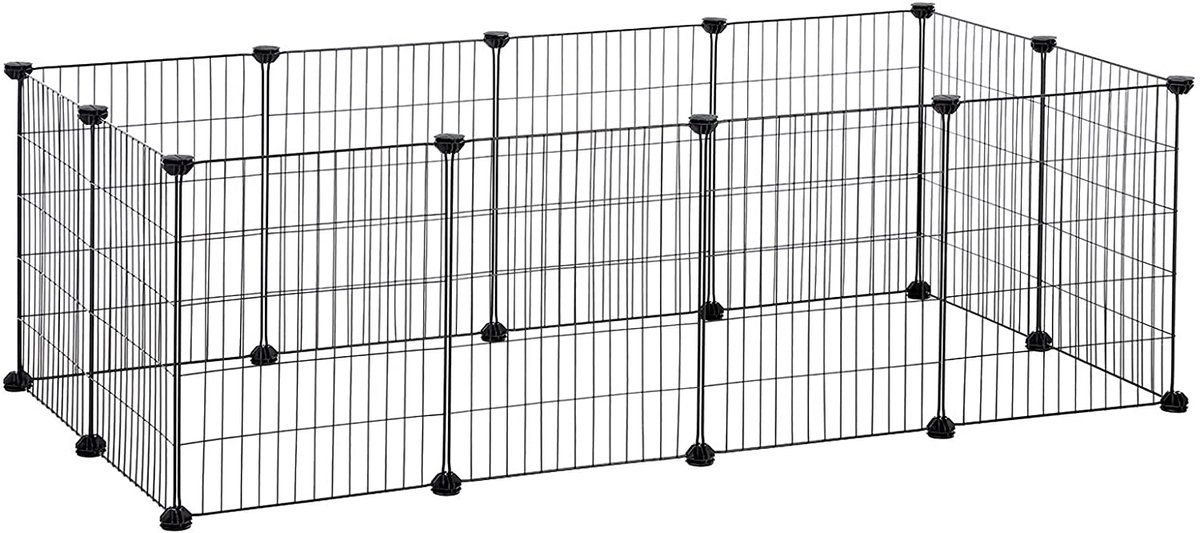 Hoppa! - Verstelbaar Hek Voor Huisdieren - Zwart - Metaal - 143 x 73 x 46 cm