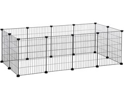 Hoppa! - Verstelbaar Hek Voor Huisdieren - Zwart - Metaal - 143 x 73 x 46 cm
