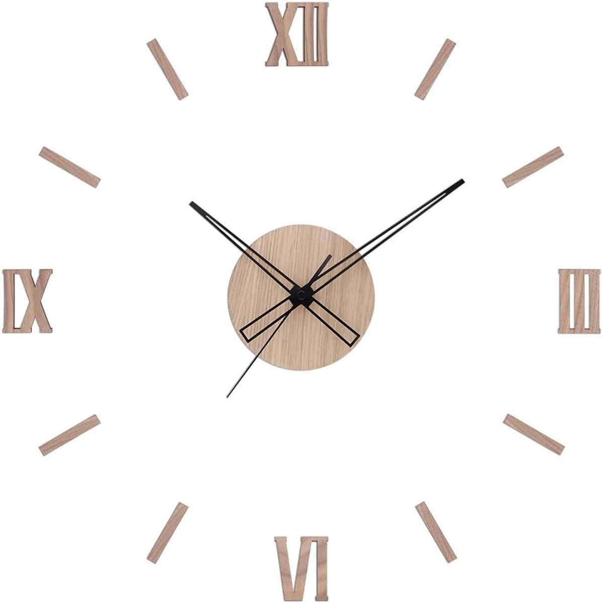 Houten Wandklok - DIY Klok - Muurdecoratie Maken - Romeinse Cijfers - 600-1000 mm - Donker Hout