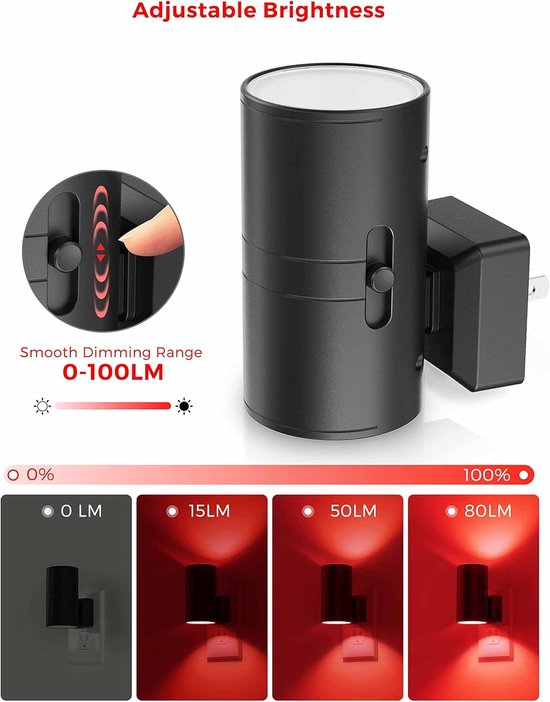 Nachtlampjes Plug-in - Slaaphulp Verlichting - Donkere Ruimtes - Automatische Sensor - Compact Ontwerp - Rood Licht van Merkloos — afbeelding 2