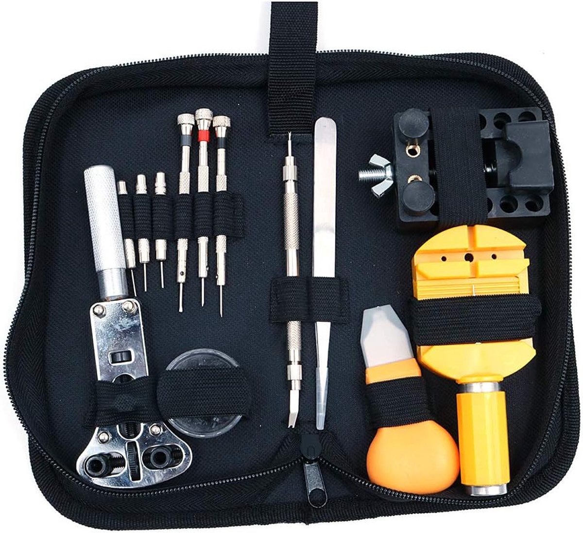 Horloge Reparatie Set - Horloge Gereedschap - Onderhoud en Reparatie - 13 Delige Set - Compacte Tas - Zwart