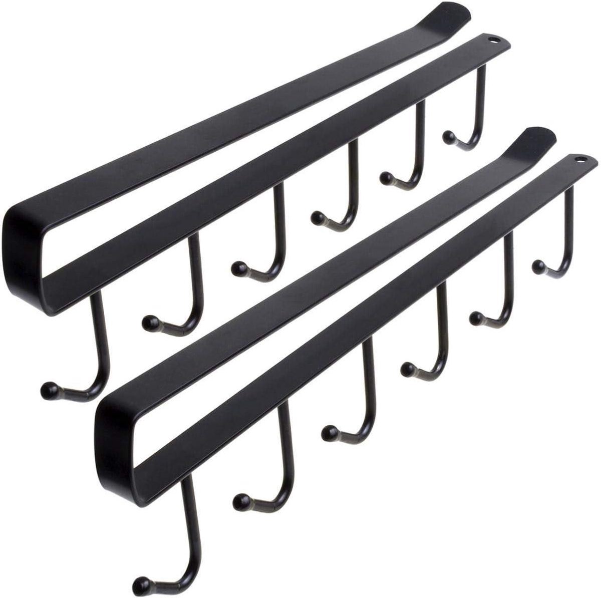Metalen haakrek – Bekerhouder – Onder plank te hangen – Set van 2 – Zwart