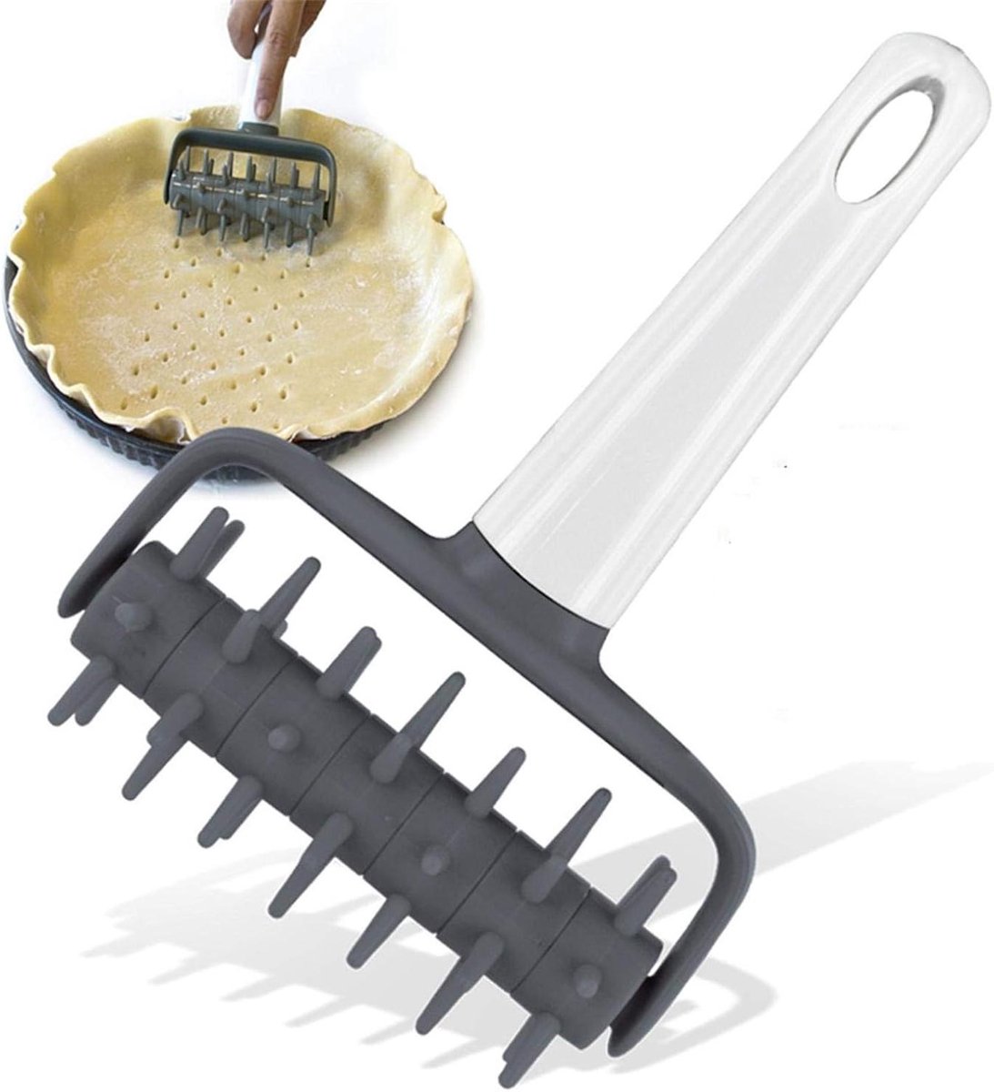 Pindroller – Deegventilator – Voor pizza en koekjes – 1 stuk – Wit