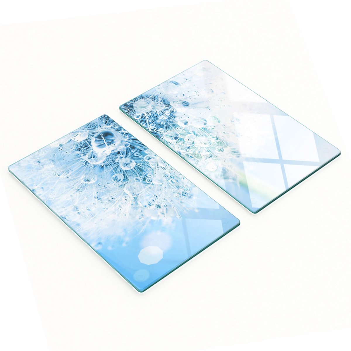 Multifunctionele decoratieve glazen keukenplanken met paardenbloemmotief, 2x30x52 cm