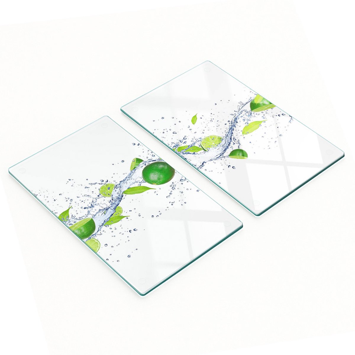 Glazen snijplanken met kalk- en watermotief, 2x30x52 cm