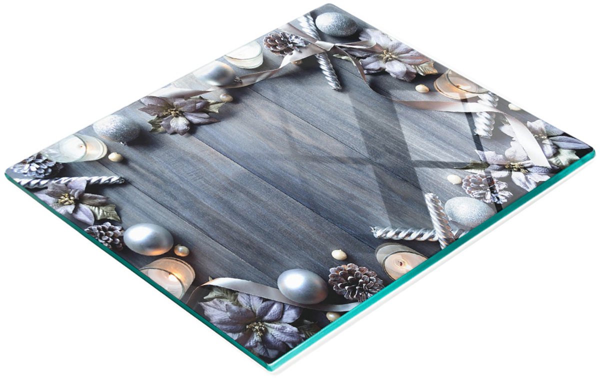 Glazen snijplank met kerstafbeeldingen, 60x52 cm
