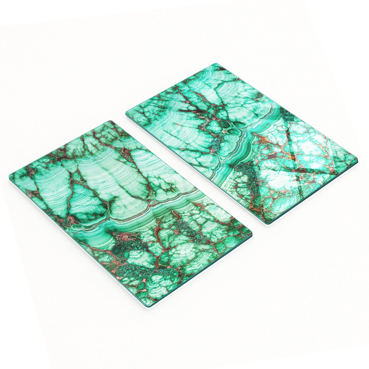 Set van twee decoratieve glazen snijplanken van malachiet, 2x30x52 cm