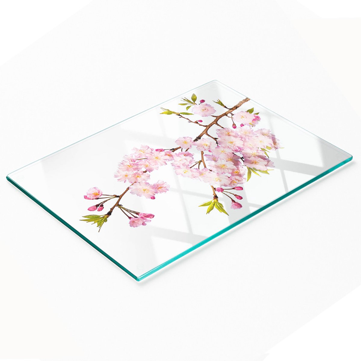 Keukenplank van gehard glas met decoratieve afbeelding van wilde rozen, 80x52 cm