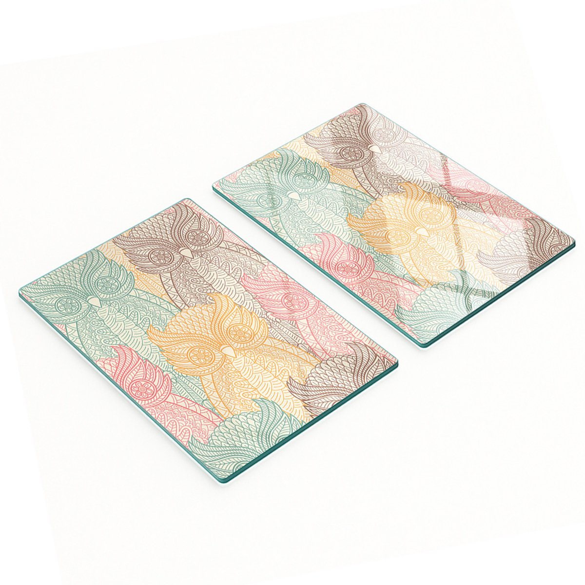 Multifunctionele decoratieve keukenplanken van gehard glas met uilenmotief, 2x40x52 cm