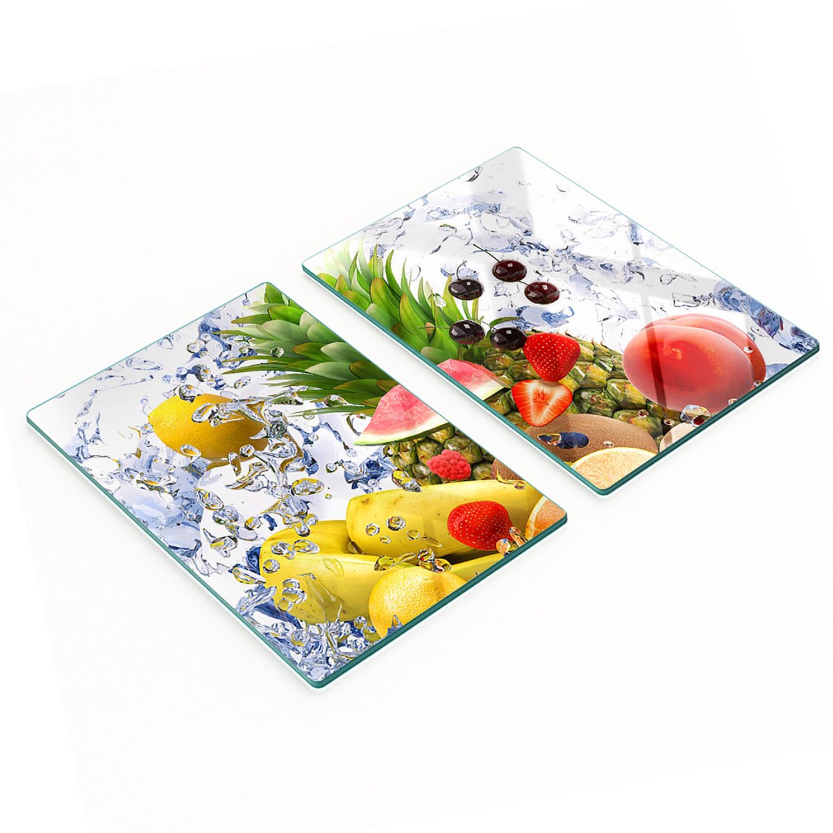 Decoratieve glazen snij- en serveerplanken voor fruit en water, 2x40x52 cm