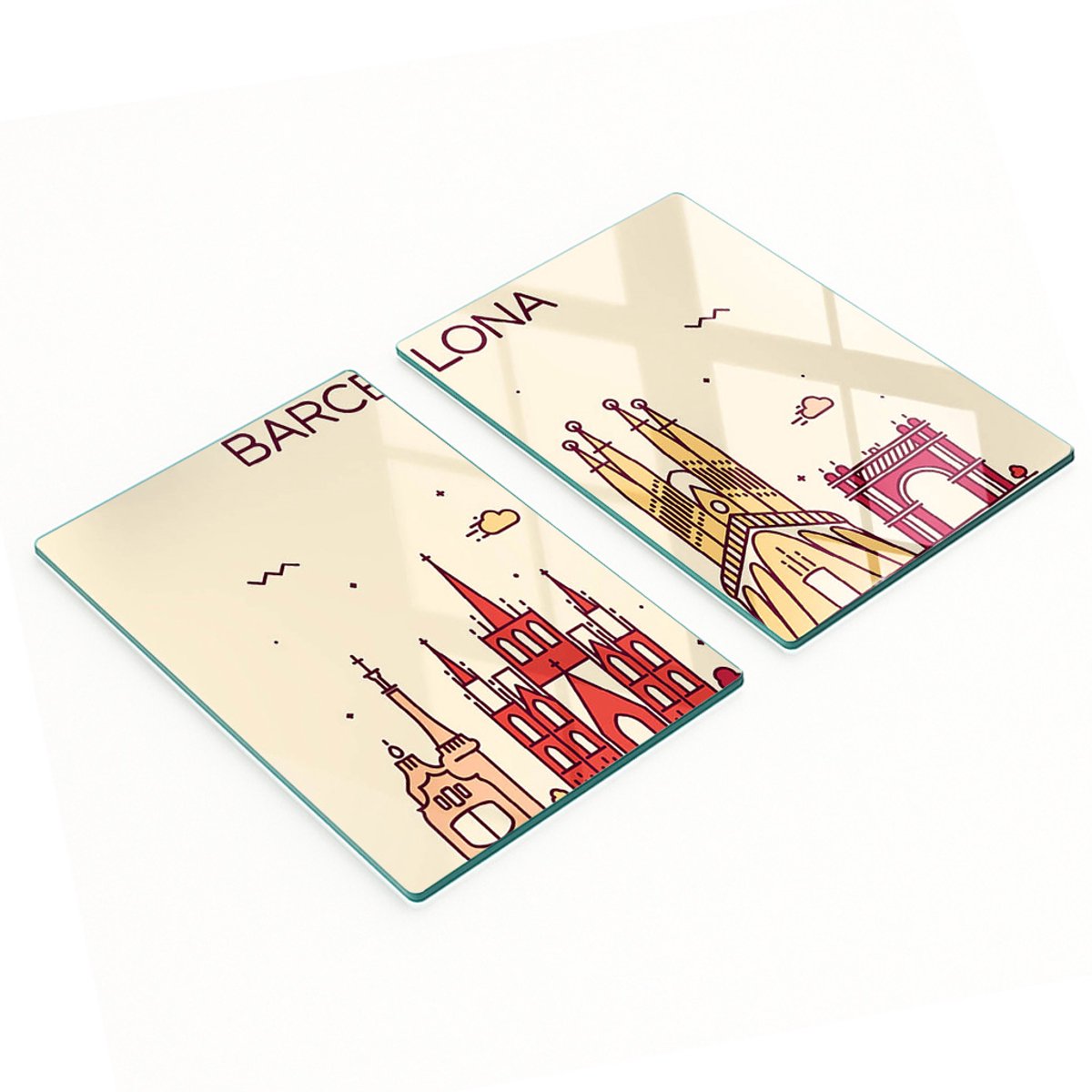 Glazen snijplanken met grafische Barcelona-opdruk, 2x40x52 cm