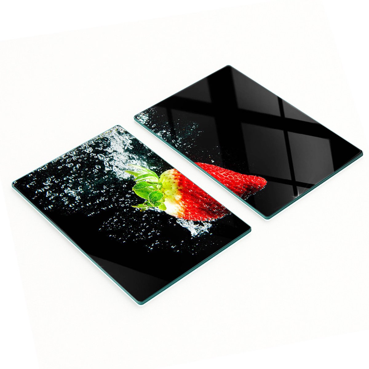 Glazen snijplanken met afbeelding van aardbeienwater, 2x40x52 cm