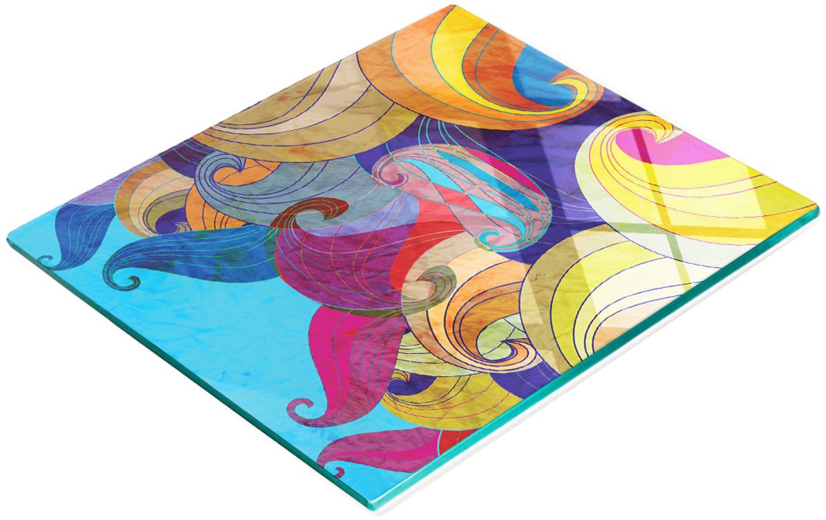 Stijlvol en duurzaam glazen paneel met abstracte print, 60x52 cm