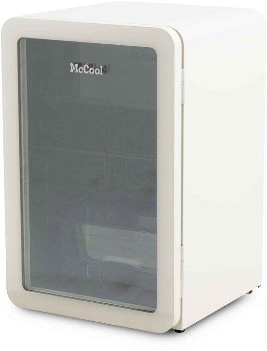 HCB® - Retro Glasdeur koelkast met vriesvak - Tafelmodel drankkoelkast met glazen deur - 112 liter flessenkoelkast vrijstaand - 36 kg - Frigo - 3447