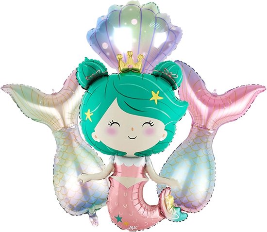 Allecto - Zeemeermin Folie Ballonnen Set - Party Decoratie - Turquoise en Roze - Feest Versiering - Met Kroon - Geschikt voor Verjaardagen - Kinder...