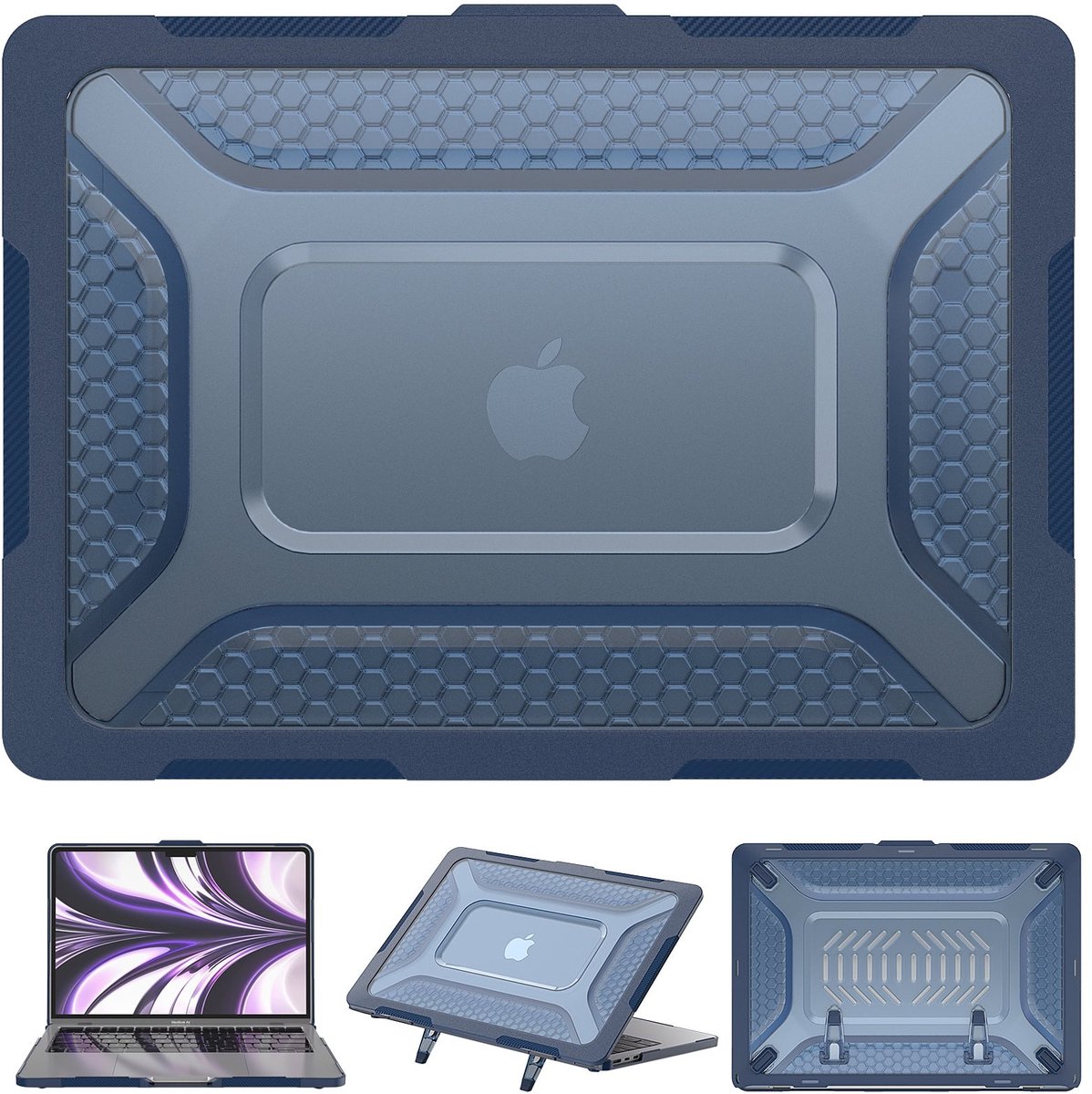 Turtle Shift Laptopcover Shield geschikt voor MacBook Air 13.6' inch - 2024 / 2022 - A2681 / A3113 - Blauw