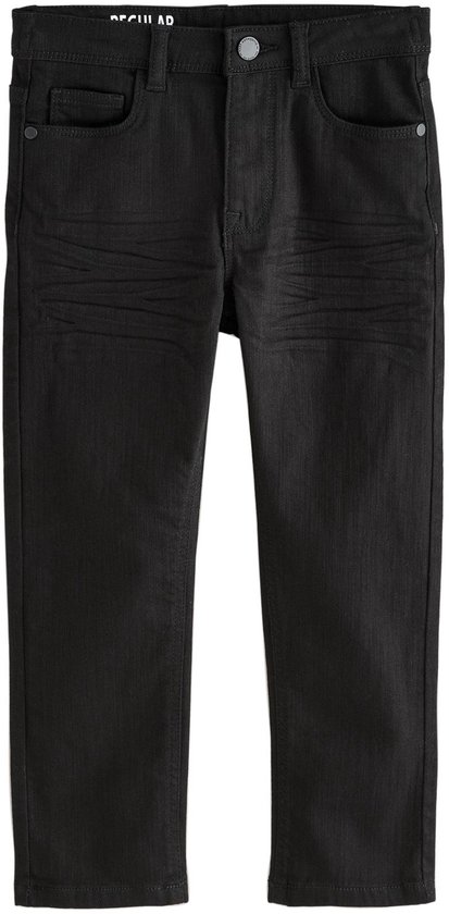 Zwarte regular fit jeans voor jongens, met rits- en knoopsluiting.