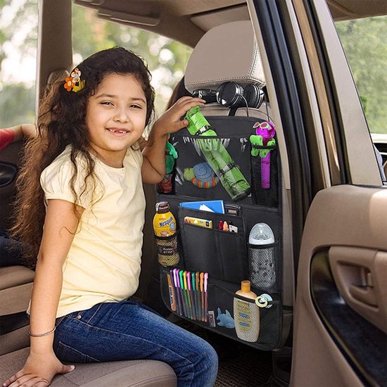 Auto Organizer voor Achterbank - Premium met 25cm Tafeltje & 9 Vakken - Road Trip Essentials Reisaccessoires - Zwart - 2 Stuks — afbeelding 2