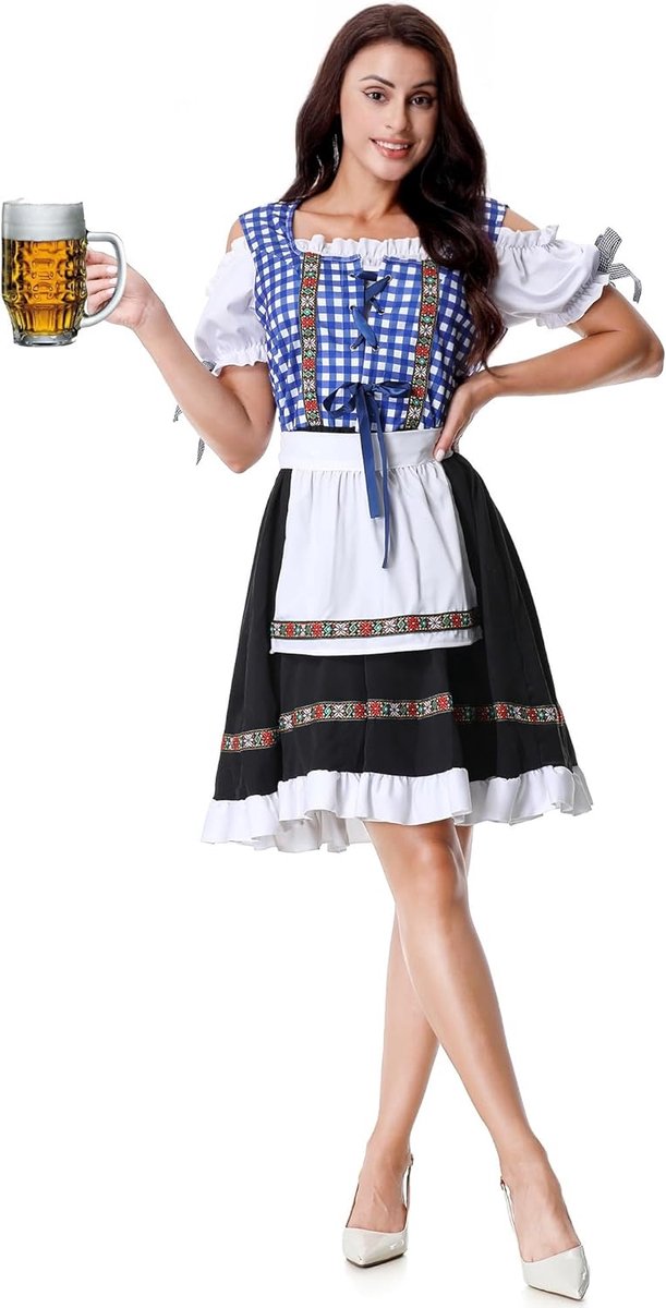 Beierse Dirndl Jurk voor Dames Oktoberfest Outfit met Schort