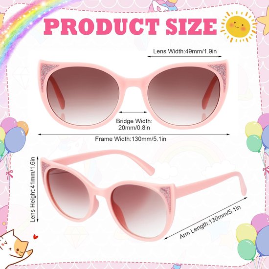 Roze Glitter Kinder Pet met Kattenoren en UV-Beschermende Zonnebril Set — afbeelding 5