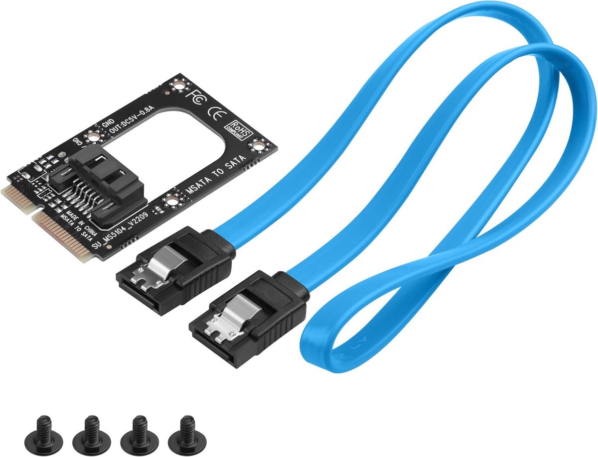 mSATA naar SATA Adapter - SSD Converter - Opslag Upgrade - SATA 3.0 6Gbps - Zwart