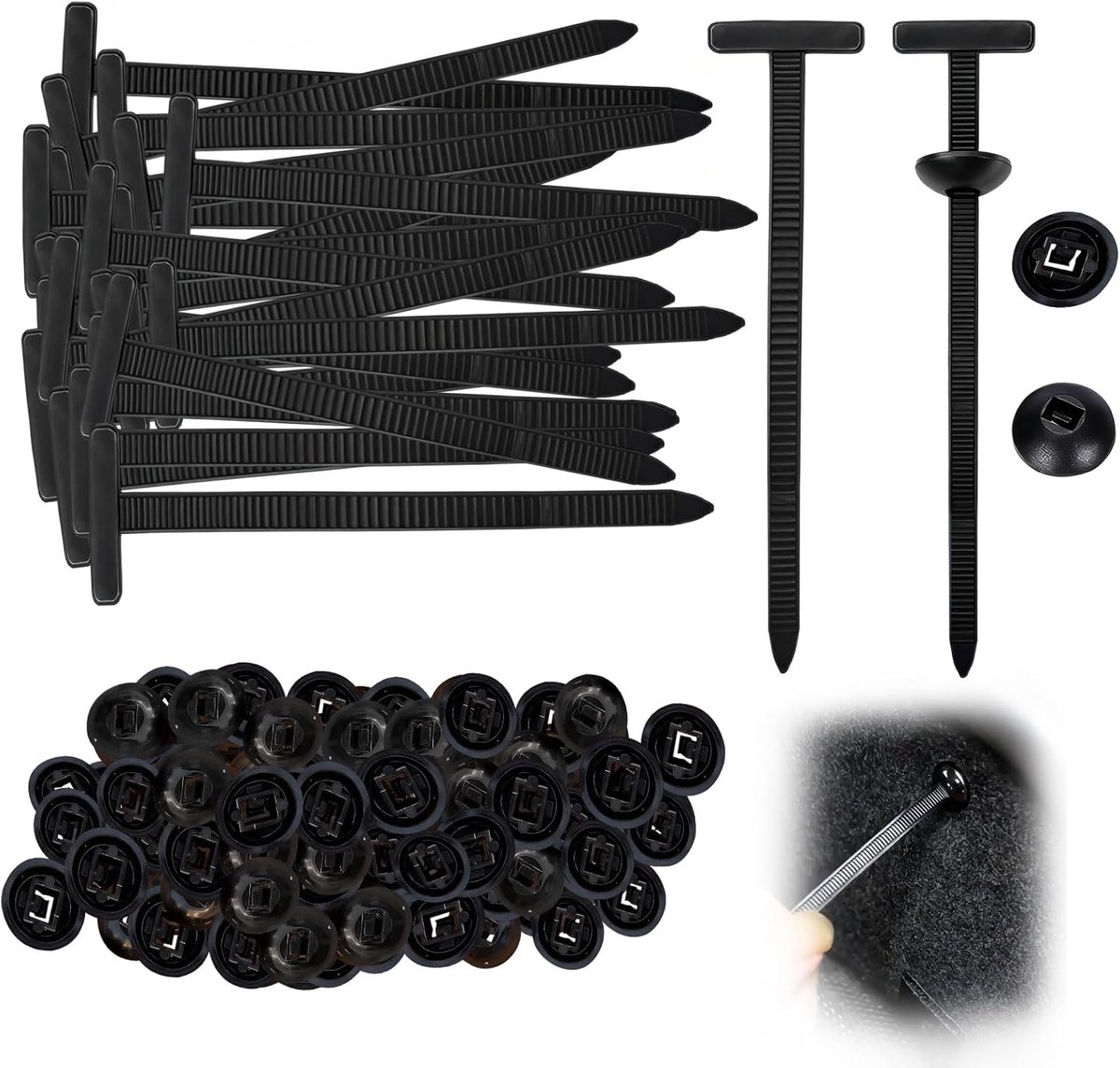 Kabelbinders Nylon - Kabel stropdas Plastic klinknagels - Kabel Organiseren - UV-bestendig - 100 stuks - Zwart