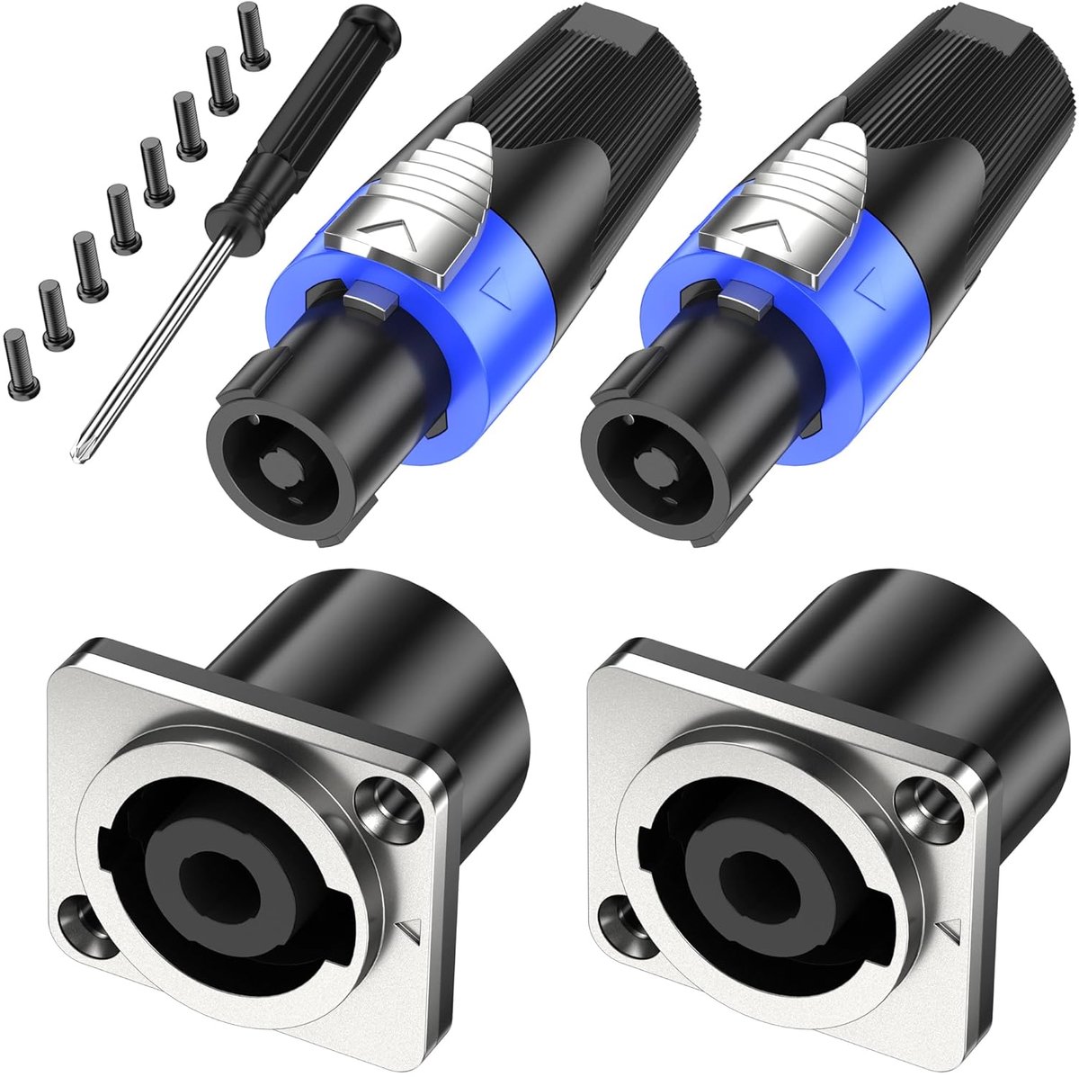 2x Speakon Adapter Paneelmontage Vergrendeling Schroefverbinding (NL4 Serie Compatibel)
