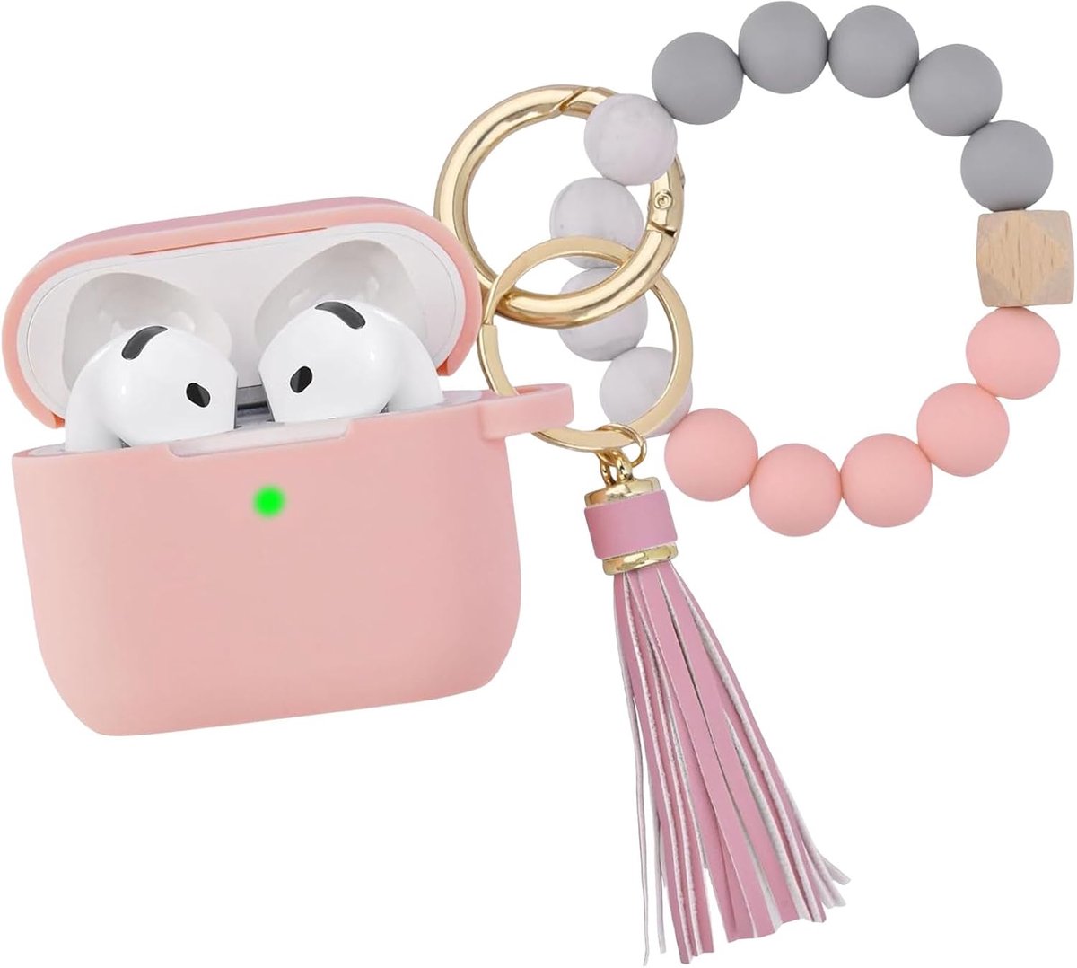 Siliconen Hoesje met Armband & Sleutelhanger voor Draadloze Oordopjes - Schokbestendig en Krasvast