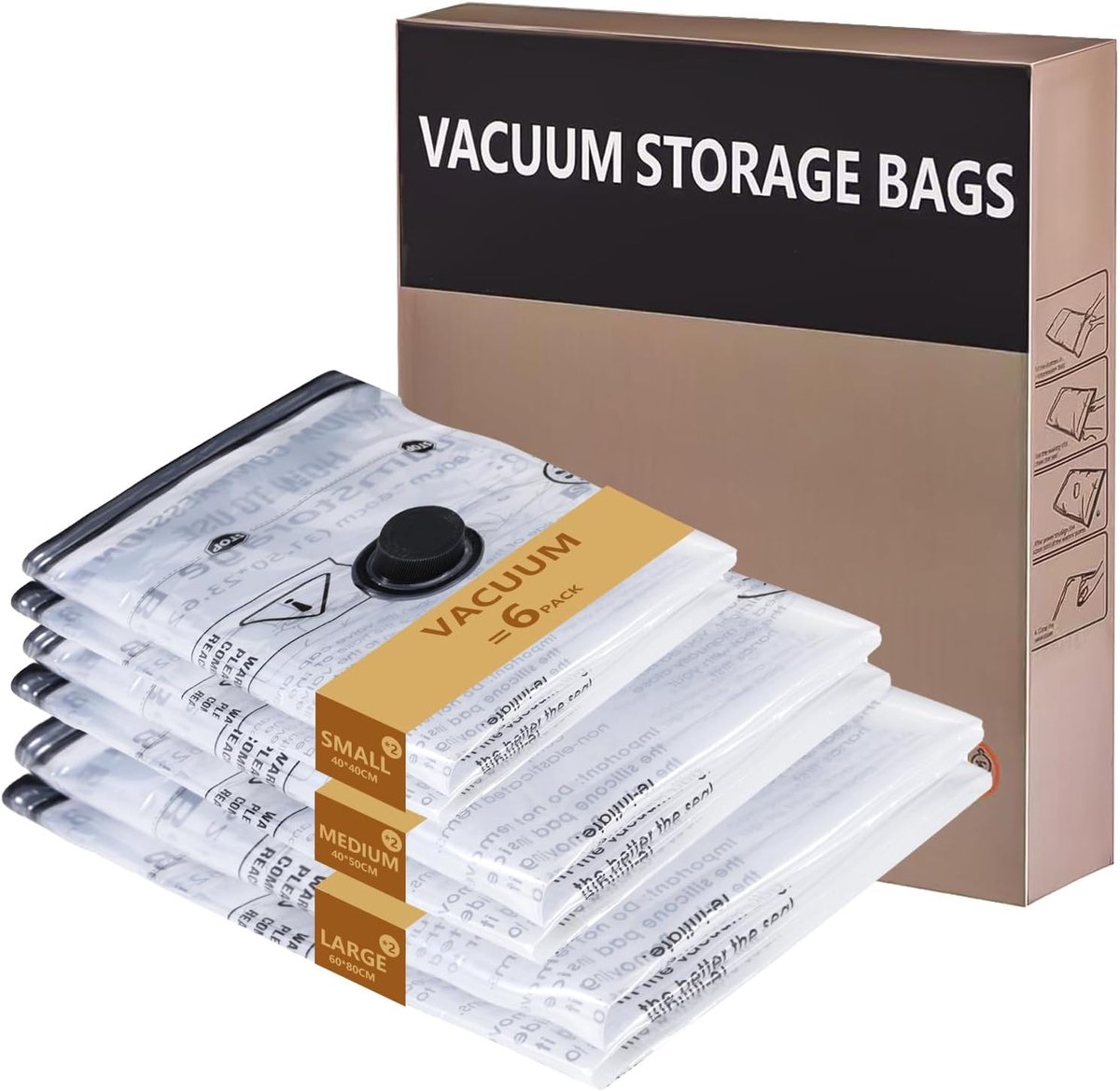 Vacuümzakken Set - 6 Stuks - Verschillende Maten voor Kleding en Textiel