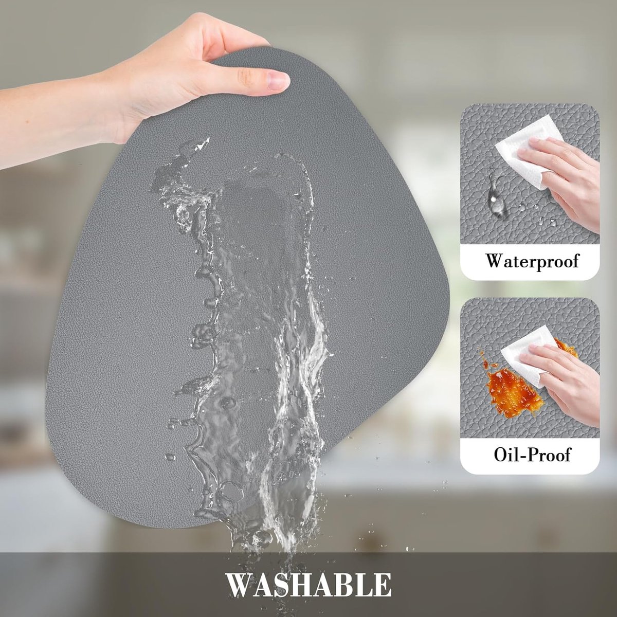 Set van 8 Ronde Placemats en Onderzetters - Hittebestendig Kunstleer - Antislip & Waterdicht