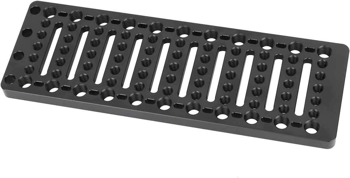 Camera Montageplaat - Bevestigingsplatform - Camera Rig Bouwen - Meerdere Schroefdraad Opties - 21 x 8 x 1.5 cm - Zwart