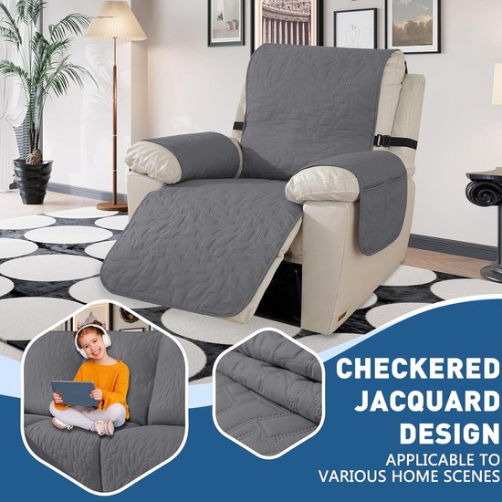 Waterdichte Stoelhoezen voor Relaxfauteuil - Antislip Beschermhoes met Elastiek - Lichtgrijs — afbeelding 3