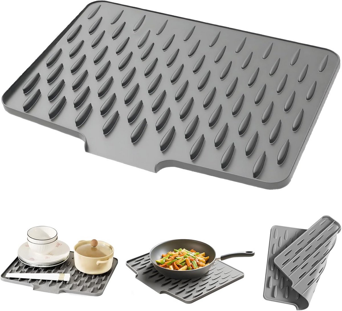 Siliconen Afdruipmat Gootsteen - Hittebestendig & Antislip Droogmat voor Servies en Keuken
