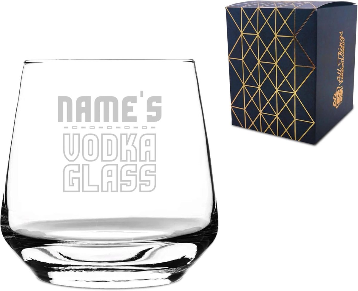 Gegraveerd Wodka Glas Kort Tumbler - Gepersonaliseerd Cadeau met Naam en Geschenkdoos