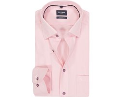 OLYMP Luxor modern fit overhemd - mouwlengte 7 - structuur - lichtroze - Strijkvrij - Boordmaat: 45