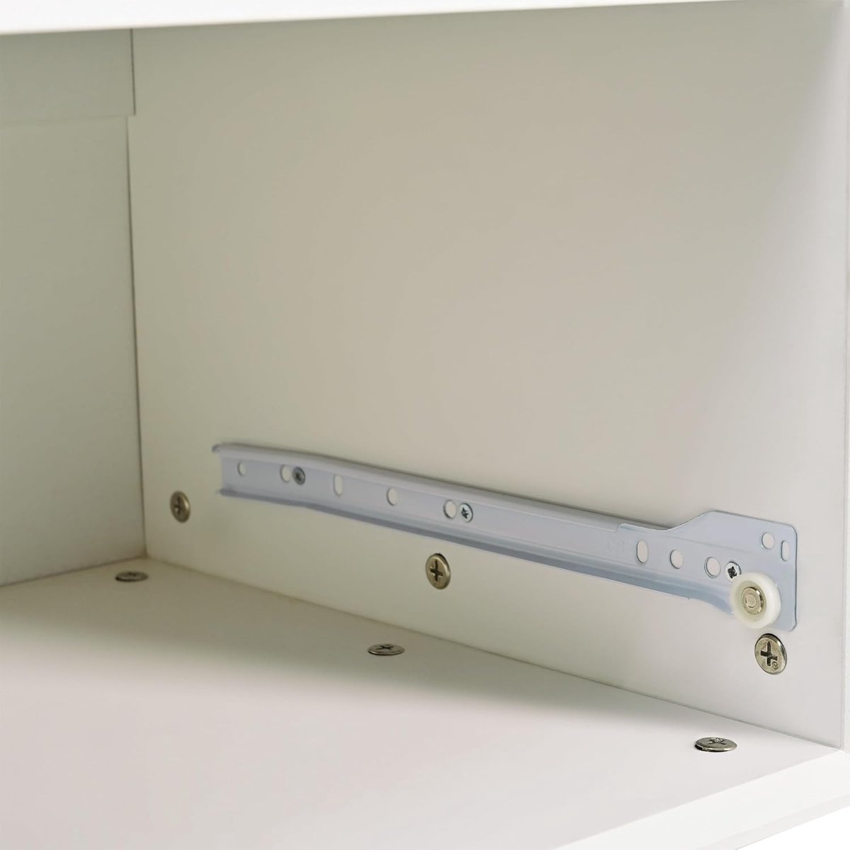 TV Lowboard Urbanhome RetroWood – 180 cm moderne witte TV-kast met echte houten poten, 2 laden en 2 deuren – Vintage lowboard met veel opbergruimte voor woonkamer, dvd's en accessoires