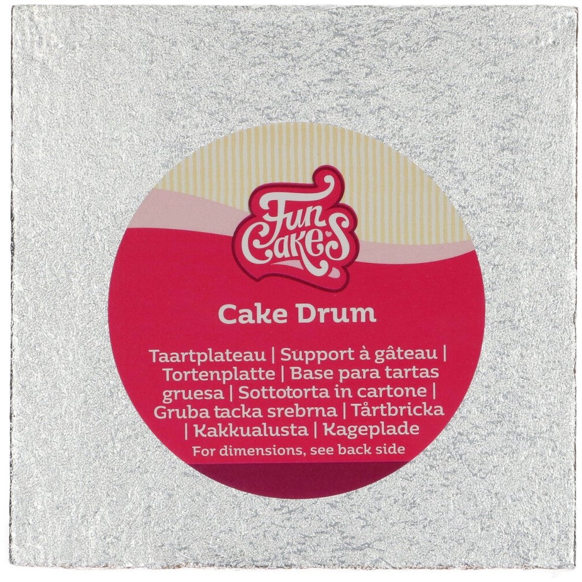 FunCakes Cake Drum Vierkant - Zilver - 15 cm / 12 mm - Taartonderlegger - Taartkarton