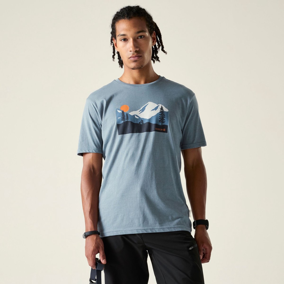 Dare2B Movement III T-shirt met korte mouwen en grafische print voor heren Blauw