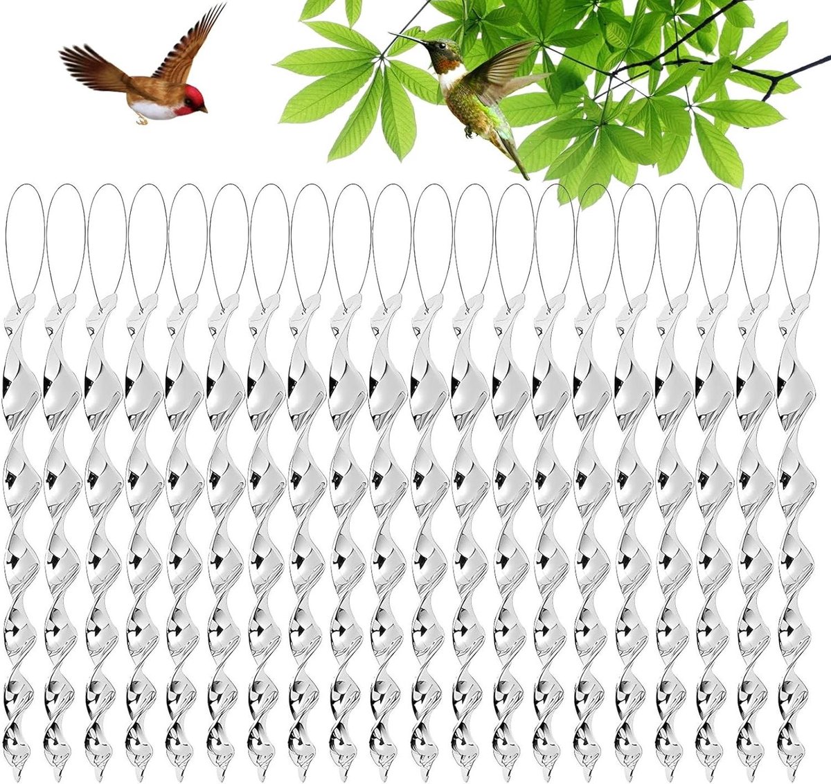 Reflecterende vogelverschrikkers - Set van 20 stuks - 30 cm windspiraal - Vogelafweer voor fruitbomen en bloemen