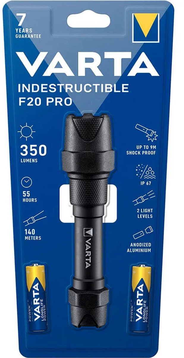 Bol.com Varta - Zaklamp Indestr F20 Pro 2Aa - Zwart aanbieding