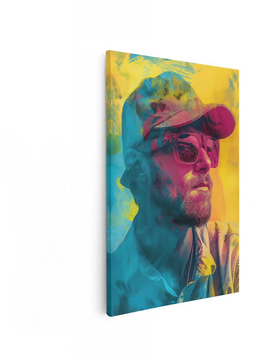 Artaza Canvas Schilderij Abstract Portret Man - 80x120 cm - Wanddecoratie Modern - Muurdecoratie Pop Art - Kleurrijk Schilderij Op Canvas
