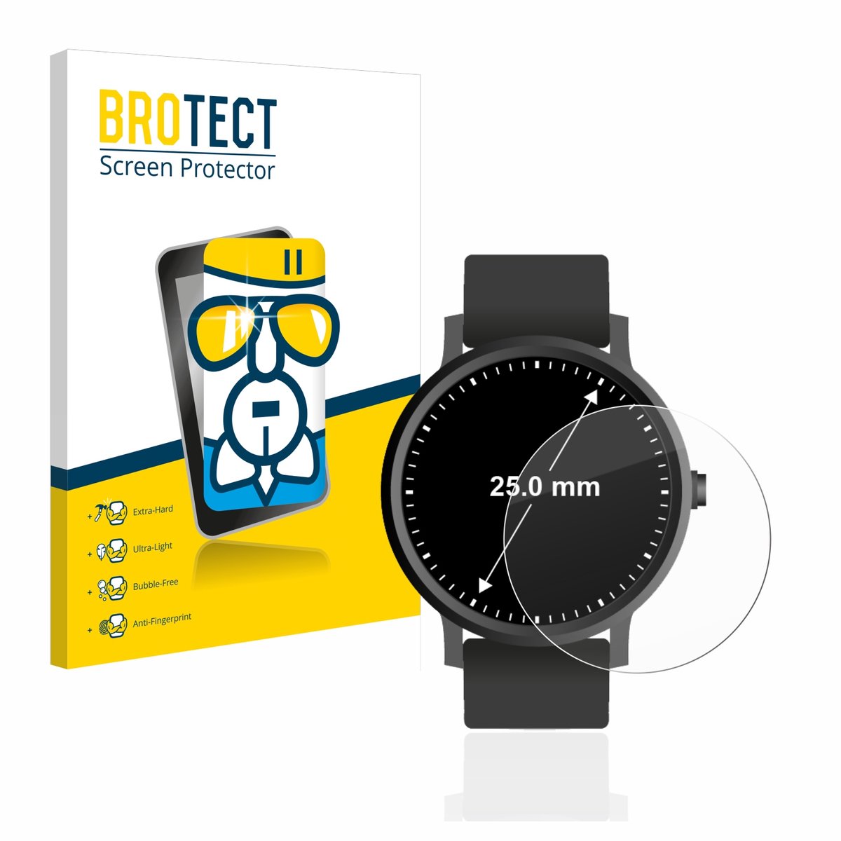 Screenprotector voor Ronde Displays (ø: 25 mm) Beschermglas transparant