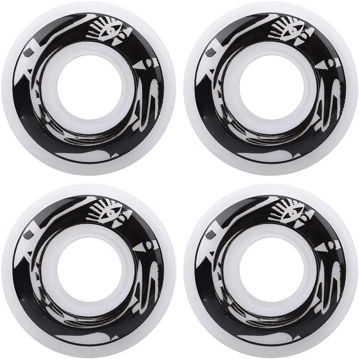 Allecto- Skateboardwielen Elastische PU-wielen 4-delige set Hardheidsgraad 75-85A Duurzaam trendy design Perfect voor e-scooters en skateboards Veelzijdig inzetbaar.