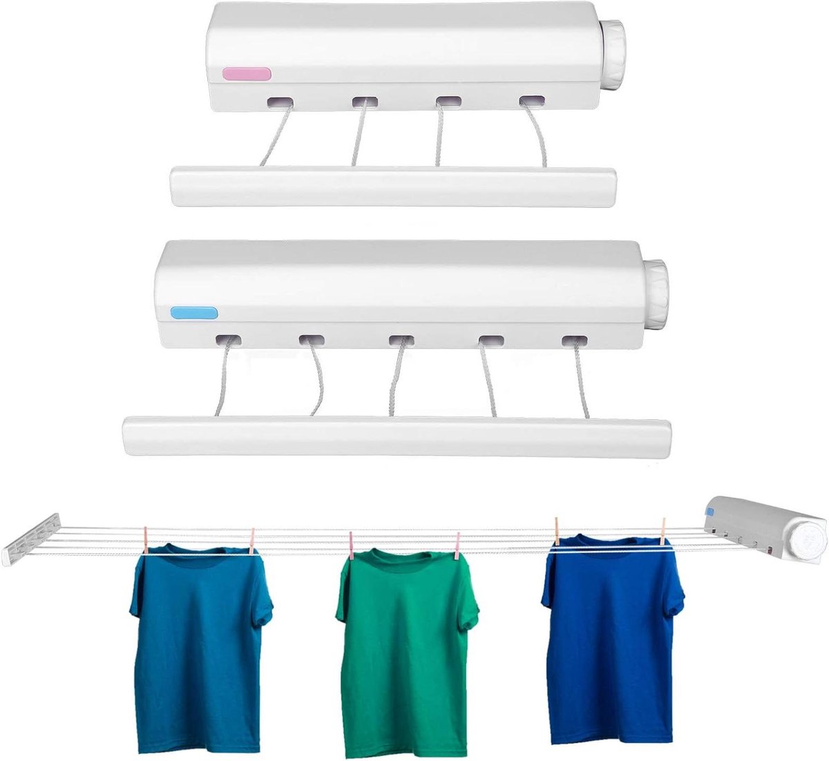 Allecto- Intrekbare Waslijn - Telescopisch - Geschikt voor Buiten - Kleding - Droogtouw - Hanger - Indoor - Outdoor - Benodigdheden - Medium