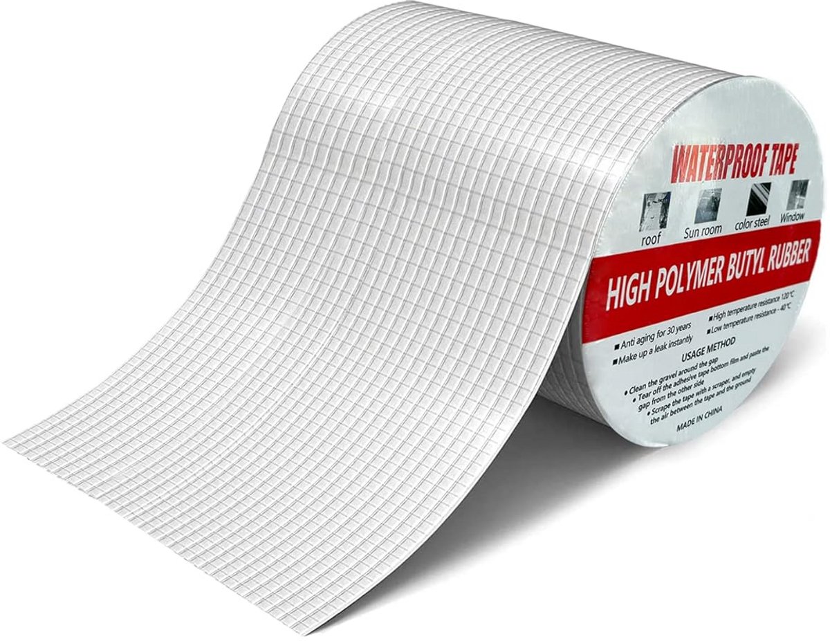 Sterke Waterdichte Reparatietape Butyl Rubber Bitumen voor Dak, Goot en Lekken - 15cm x 10m