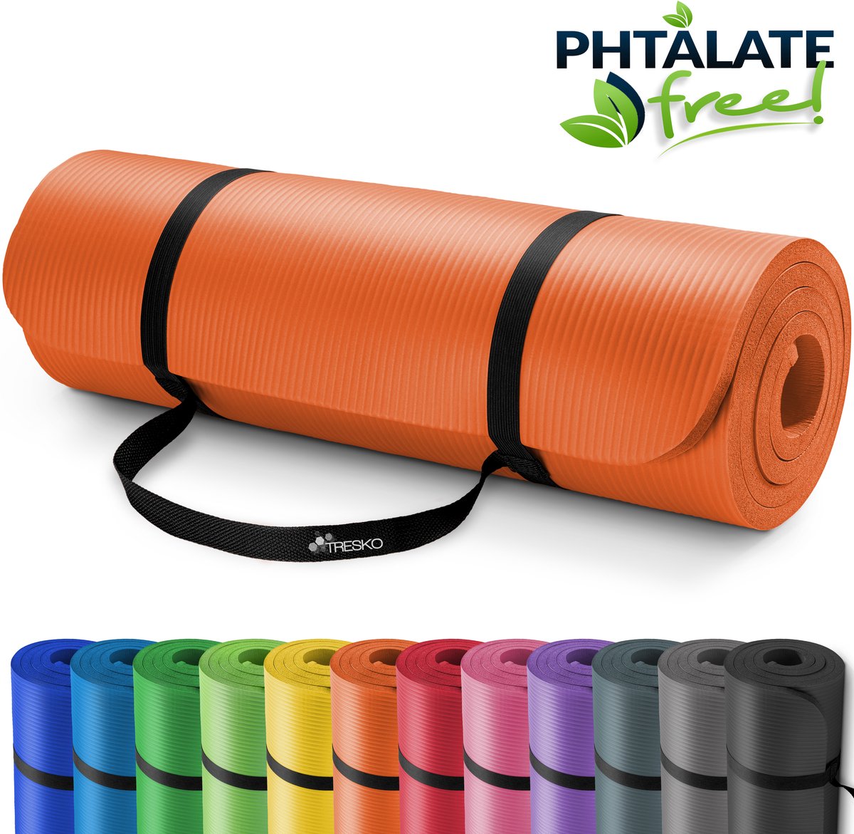 Yoga mat oranje 1 cm dik, fitnessmat, pilates, aerobics