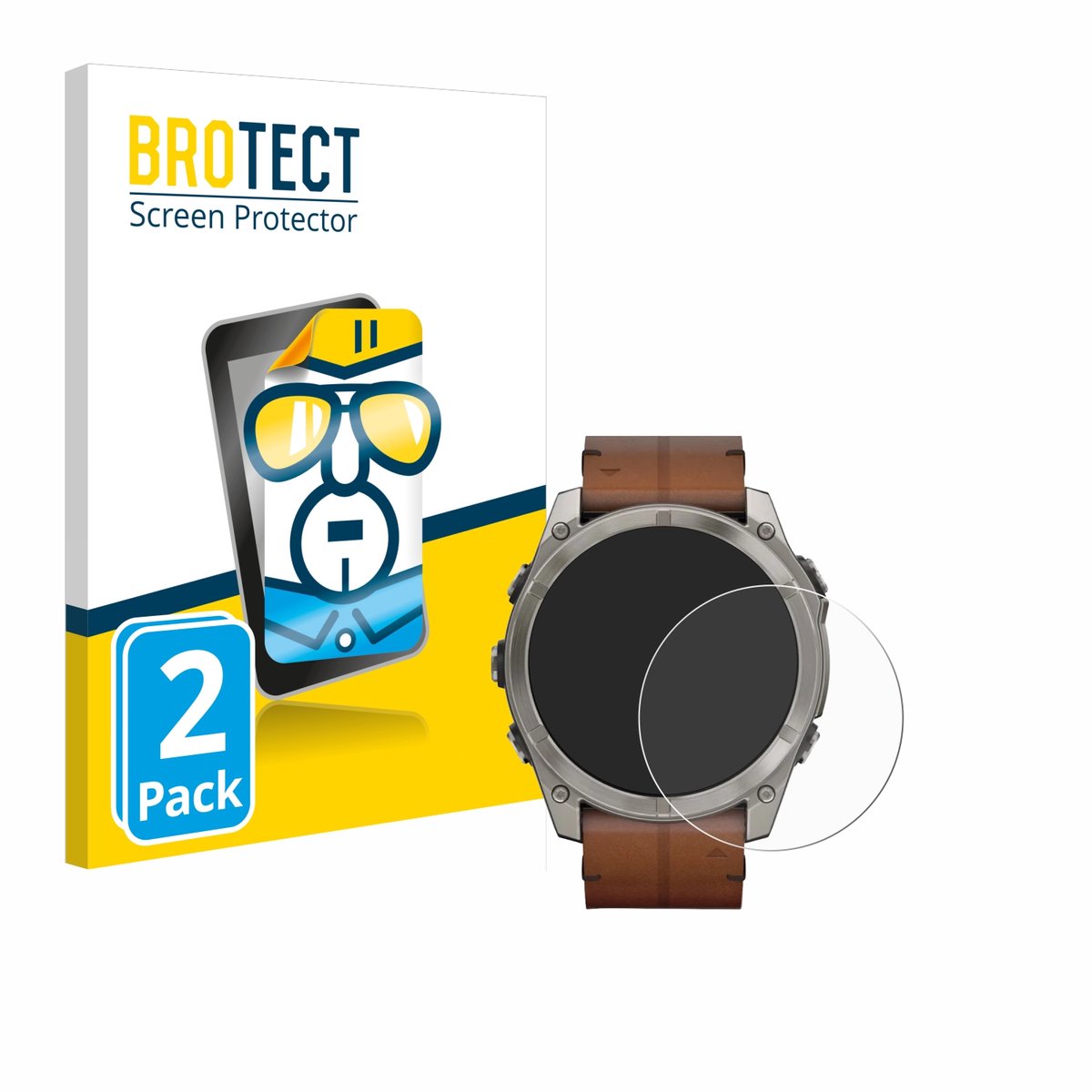 BROTECT - Screenprotector voor Garmin Fenix 8 AMOLED (51 mm) - Folie Beschermfolie transparant 2 Stuks